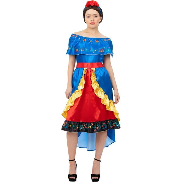 Smiffys - Costume "Artista Deluxe Frida"" - Donna SM2384 (M) (Blu/Rosso)"-image