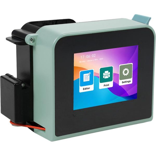Bisofice Mini Stampante Portatile A Getto D'inchiostro Stampante A Getto D'inchiostro Ad Alta Definizione Da 600DPI Con Touchscreen A Led Da 2,4 Pollici E Cartuccia D'inchiostro Ad Asciugatura Rapida Per Etichette/Data Di Produzione/Barcode/Marchio/Logo/Grafica-image