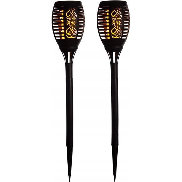 Torcia Solare Galicia Led 49,5 Cm - 2 Pezzi Con Effetto Fiamma Per Il Giardino E La Terrazza-image