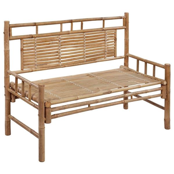 Syfax™ Panchina Da Giardino Con Cuscino 120 Cm In Bambù-image