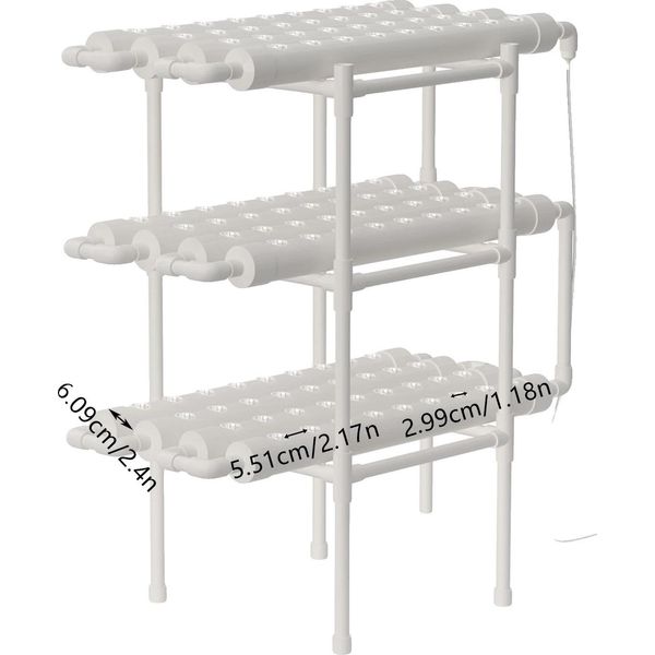 Kit Di Coltivazione Idroponica, 3 Livelli, 108 Posizioni Per Piante, Bianco-image
