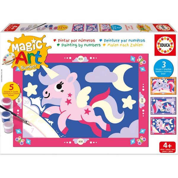Educa Magic Painting By Numbers Unicorni/Fate Rosa Rosa Taglia Unica-image