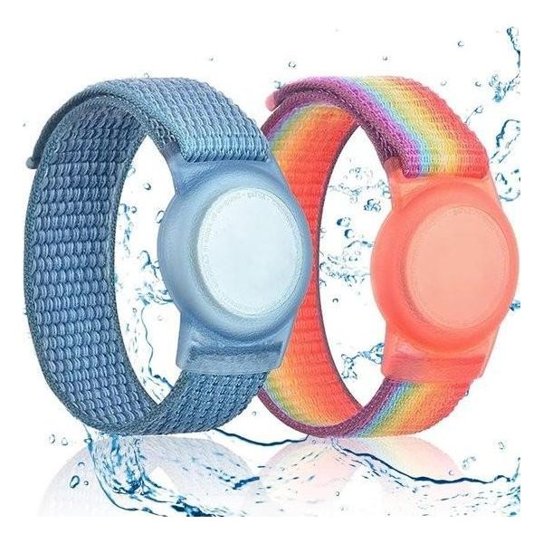 Braccialetti Airtag Impermeabili Per Bambini | Set Di 2 | Nylon Morbido | Supporto Per Localizzatore Gps | Compatibile Con Il Braccialetto Airtag | Bambini.-image