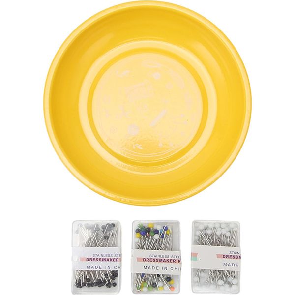 Vassoio Magnetico Per Aghi Con 150 Aghi Perlati, Supporto Sicuro Per Cucito In Acciaio Inox 430 Per Ricamo A Punto Croce, Giallo-image