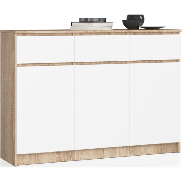 Akord Mobile 3 Ante 3 Cassetti Rovere Sonoma/Bianco 138X40X99 Cm-image