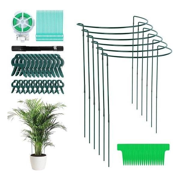 Supporti Per Piante Rotonde, Altezza 80 Cm - Regolabili - Metallo - Anelli Per Piante Verdi - Supporti Per Arbusti - Bastoni Per Piante - Con Clip Per Piante - Portafiori - Anello Per Piante Da Appartamento - Set Di 6-image