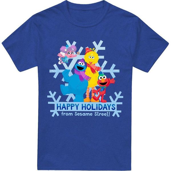 Sesame Street - Maglietta "Winter Wishes"" Per Uomo/Donna Unisex, Screziata TV27311 (S) (Navy)"-image