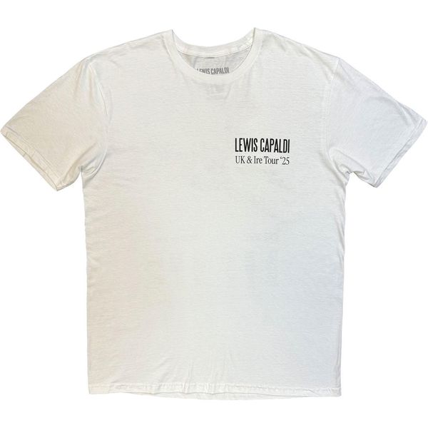 Lewis Capaldi - Maglietta "Uk Tour '25"" Per Uomo/Donna Unisex, Stampa Posteriore RO15223 (M) (Bianco)"-image