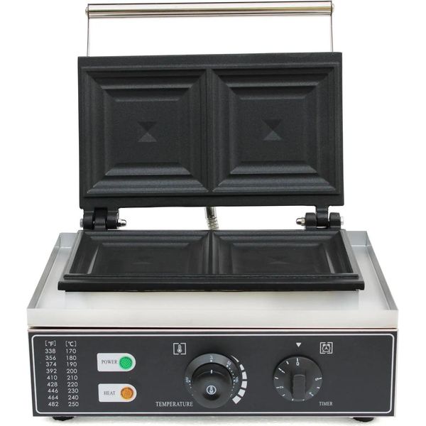 Macchina Elettrica Per Panini, Temperatura Regolabile, Superficie Di Cottura Antiaderente, Nero-image