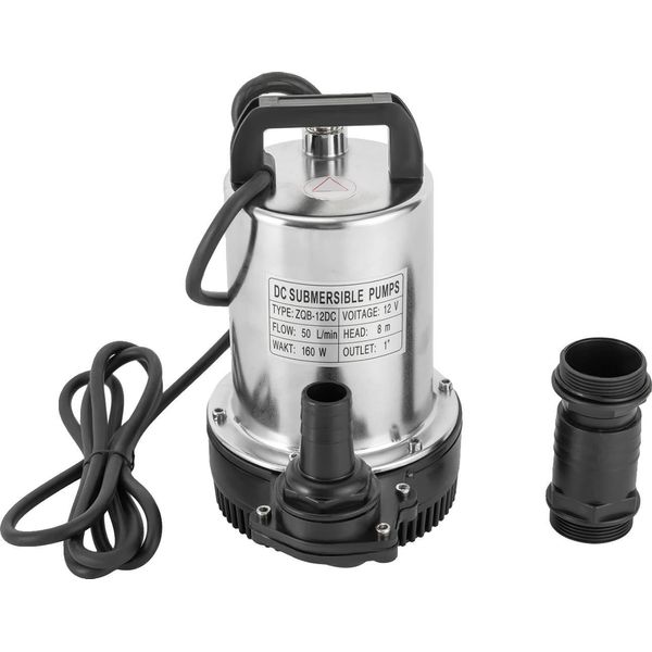 Pompa Sommergibile, Potenza 160W, Portata 50L/Min, Eu, 12V, Argento-image