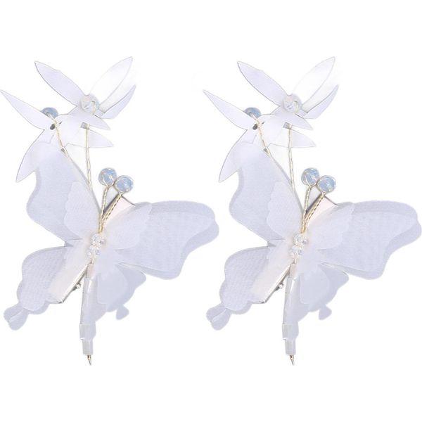 2 Pezzi Di Graziosi Fermagli Per Capelli In Tessuto Bianco, A Forte Tenuta, Forcine A Becco D'anatra, Accessori Laterali Per Donne E Ragazze-image