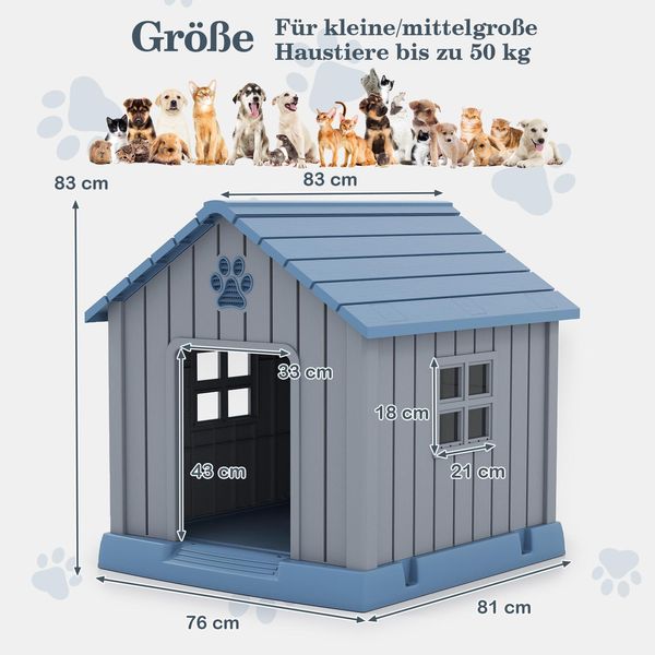 Cuccia Per Cani Costway, Casa Per Gatti Invernale Pp, Casa Per Animali Domestici Con Ingresso, 2 Finestre, Pavimento Rialzato E Tetto Spiovente, Per Cani Di Piccola E Media Taglia, Gatti-image