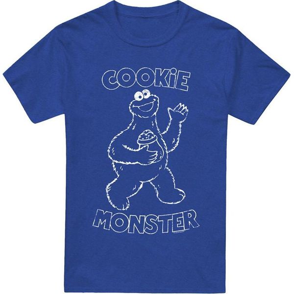 Sesame Street - Maglietta "Simple Cookie"" Per Uomo/Donna Unisex, Screziata TV27313 (3XL) (Blu Reale)"-image