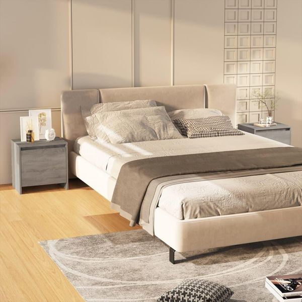 The Living Store Comodini 2 Pz. Grigio Sonoma 45X34X44,5 Cm Materiale A Base Di Legno-image