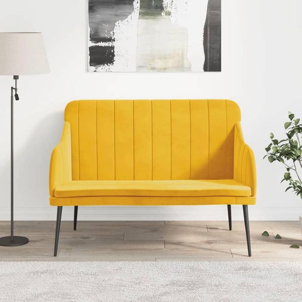 The Living Store Panca Gialla 110X76X80 Cm In Velluto-image