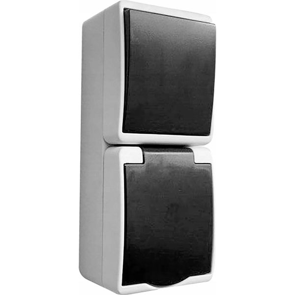 Interruttore Unipolare Da Incasso 2P+Z Aquatic Mini IP54 Orno Bianco - Nero-image