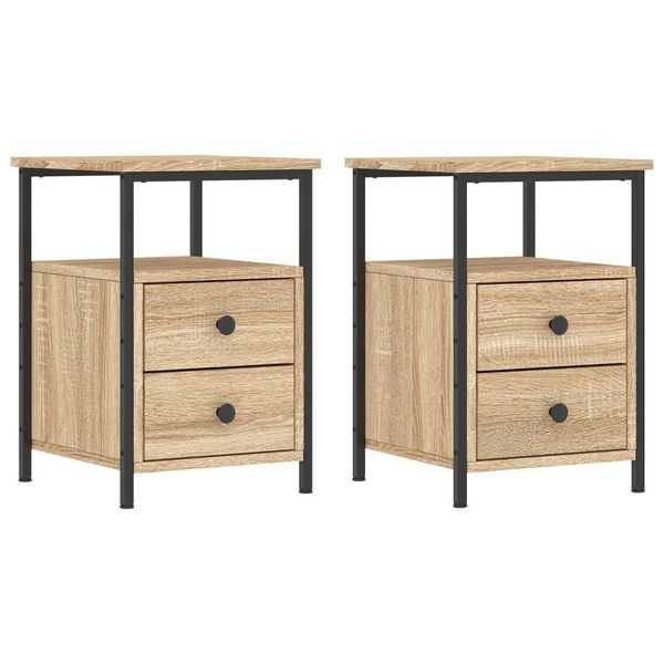 Syfax™ Comodini 2Pz Rovere Sonoma 34X35,5X50 Cm In Legno Multistrato-image