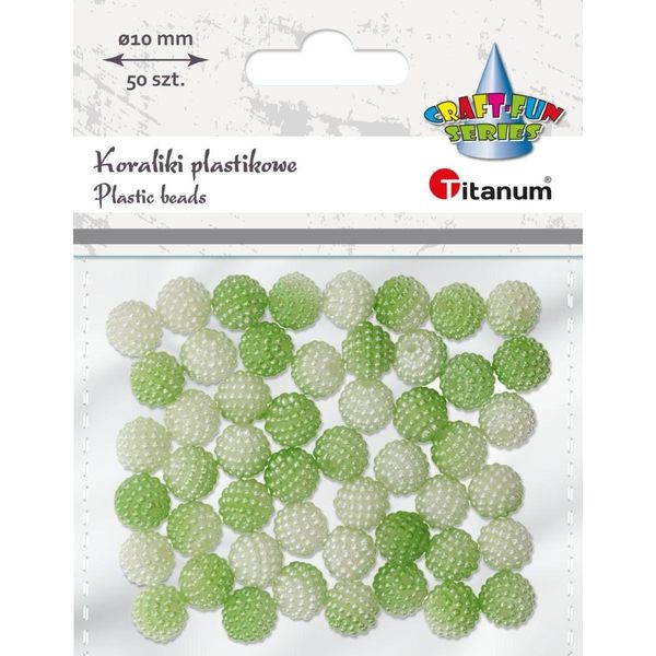 Perline Di Plastica Bianche E Verdi 10 Mm 50 Pezzi Titanum-image