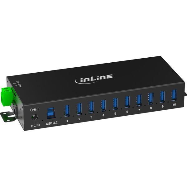 Inline® Hub Industriale Usb 3.2 Gen.1, 10 Porte, Alluminio, Con Alimentatore-image