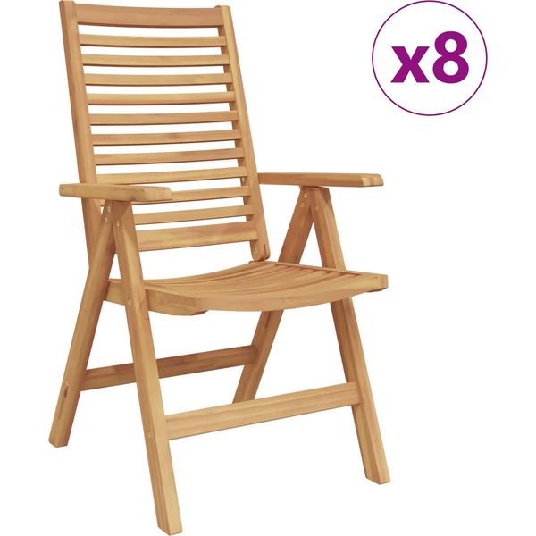 Vidaxl Sedia Da Giardino 8 Pezzi Marrone 52 X 64,5 X 108 Cm Teak Legno Massiccio-image