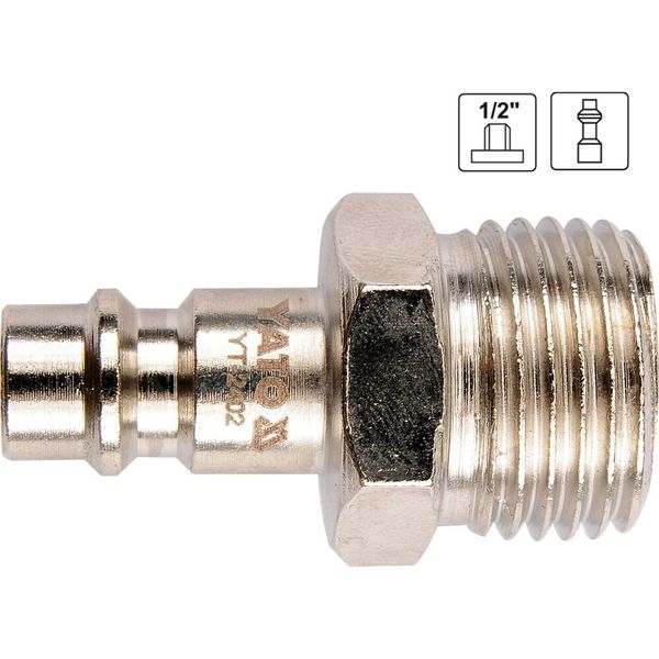Yato YT-2402 Kupplung E Anschluss FüR Pneumatische Maschine Nickel Stahl AußEngewinde (AußEn) 1/2" 1 StüCk"-image
