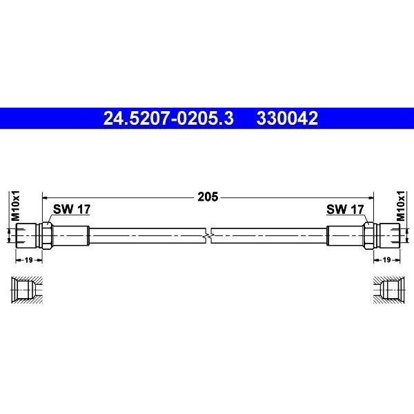 Ate 24.5207-0205.3 Tubo Freno Posteriore Per Fiat 500 Berlina 126 (126) 900 T/E Panorama (200) 900 T/E Pulmino (200)-image