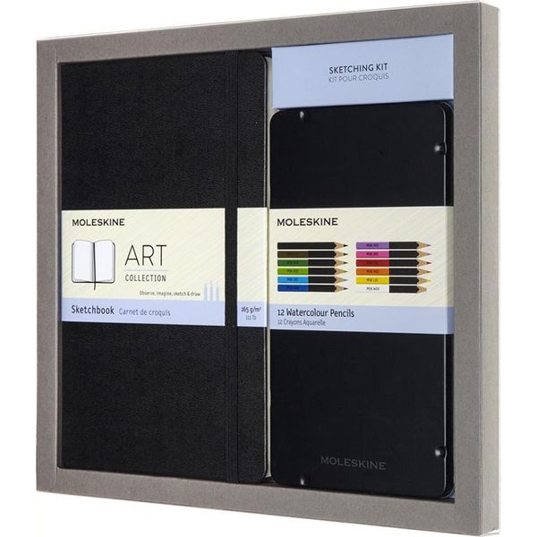 Moleskine 8058647620404 Moleskine Sketch Set Acquerello, Quaderno Per Schizzi L/A5 + 12 Penne-image