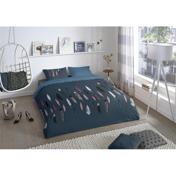 Buongiorno Renforcé Biancheria Da Letto 3 Pezzi Copripiumino 240 X 220 Cm Federa 60 X 70 Cm Piume 6659.20.03 Blu-image