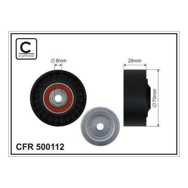Caffaro 500112 Puleggia Di Rinvio Cinghia Trapezoidale Scanalata 70 Mm Per Vw Tiguan (5N) Transporter V Bus (7HB, 7HJ, 7EB, 7EJ, 7EF, 7EG, 7HF, 7EC) Multivan V-image