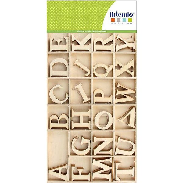 Lettere Maiuscole Dell'alfabeto In Legno 3 X 0,2 Cm - 130 Pezzi-image