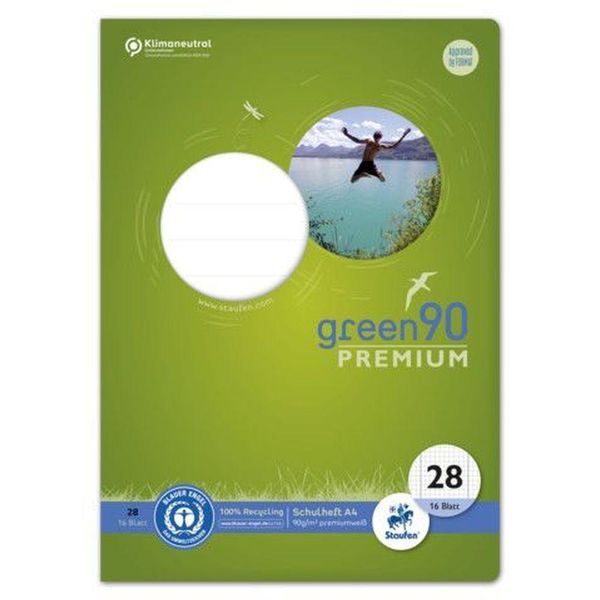 Ursus Green 040782028 Heft - LIN28, A4, 16 Blatt, 90 G/Qm, 5 Mm Kariert Mit Randlinien-image