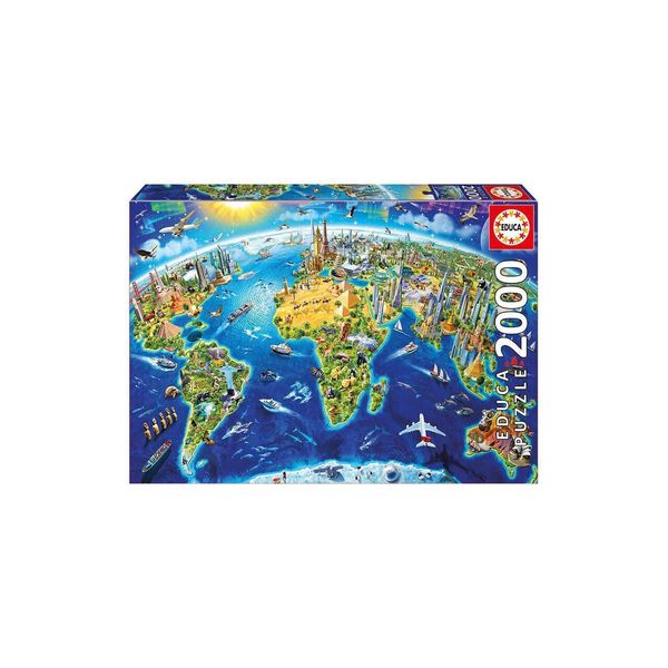 Educa Puzzle Mappa Dei Monumenti Del Mondo 2000 Pezzi-image
