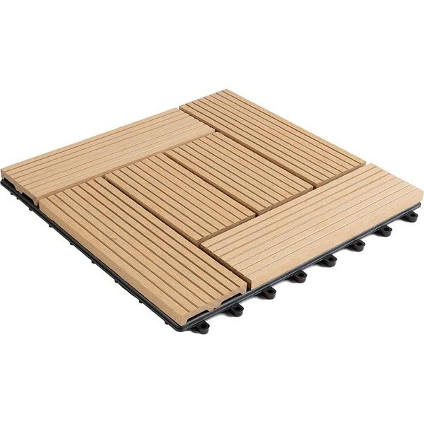 Piastrelle Wpc Piastrelle Per Patio Piastrelle Per Balconi Piastrelle Per Balconi Resistenti Alle Intemperie Classic Teak 30 X 30 Cm 1 Pezzo-image