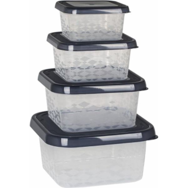 Branq Set Di Contenitori Per Alimenti Ori Antracite 4 Pezzi - Quadrati-image