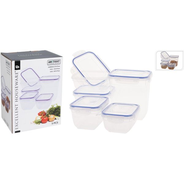 Koopman Set Di 5 Barattoli Di Plastica Excelent Con Coperchio A Tenuta Stagna-image