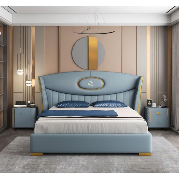Mobili Italiani Di Design Letto Matrimoniale 180X200Cm Nuovi Letti In Pelle-image