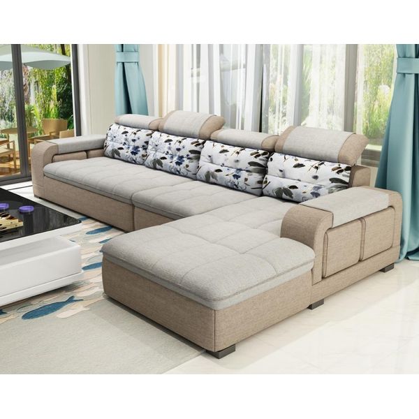 Divano Ad Angolo Divano Ad Angolo A L Imbottito Seduta Design Divano Divani Tessuto Zona Giorno Nuovo-image