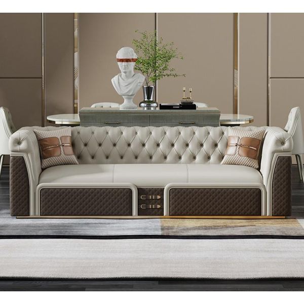 Divano A Tre Posti Divano Stile Moderno Tappezzeria Chesterfield Divani In Pelle 3 Posti-image