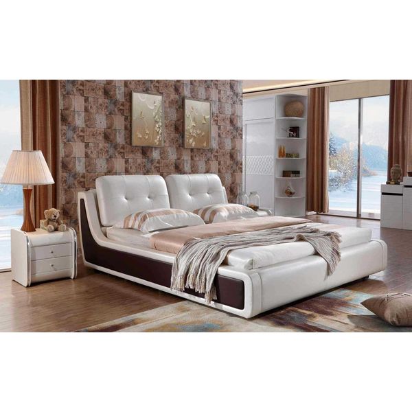 Letto Matrimoniale Letto Matrimoniale Design Letto Imbottito Arredamento Letti Tessili Nuovo-image