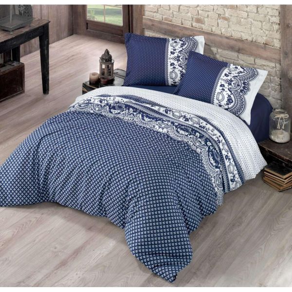 Biancheria Da Letto Classica In Cotone 140X200, 70X90Cm Canzone Blu-image
