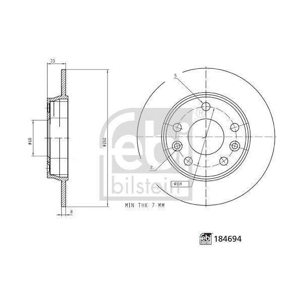 2X Disco Freno Febi Bilstein 184694 Posteriore Per Renault Per Zoe (Bfm_) 35Mm-image