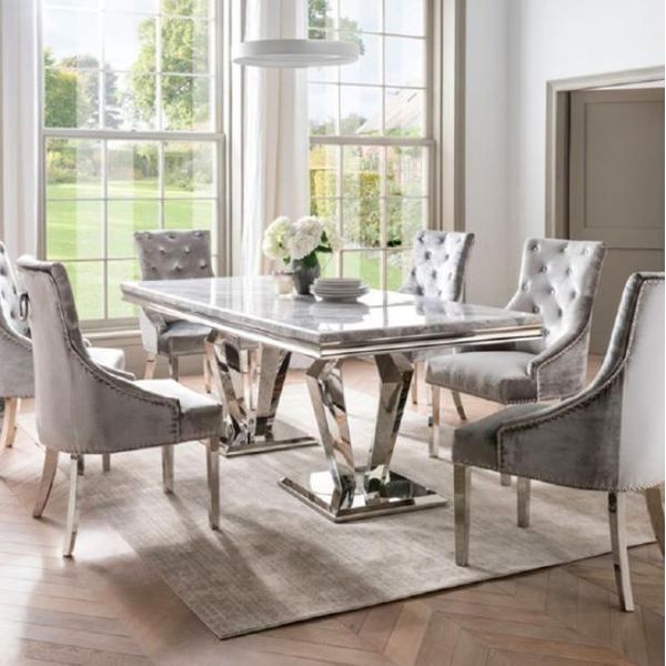 Tavolo Da Pranzo Moderno Sala Da Pranzo Soggiorno Tavoli Da Cucina Design Tavolo Acciaio Inox Metallo-image
