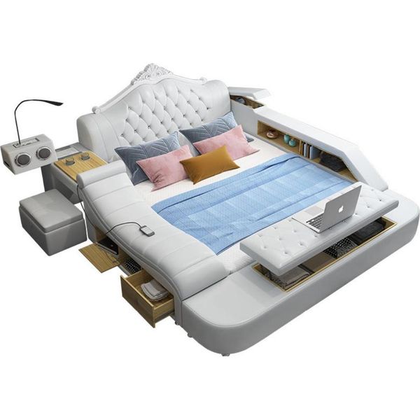 Letto Multifunzionale Letti Letto Matrimoniale Letto Imbottito Camera Da Letto 180X200Cm-image