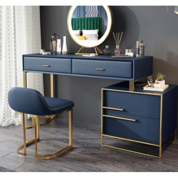 Tavolino Da Toilette Tavoli Consolle Moderni Sgabello Tavolino Da Trucco 2Pz.-image