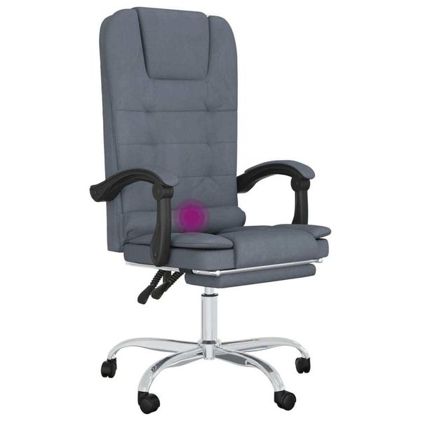 Vidaxl Sedia Da Ufficio Con Funzione Massaggio In Velluto Grigio Scuro-image