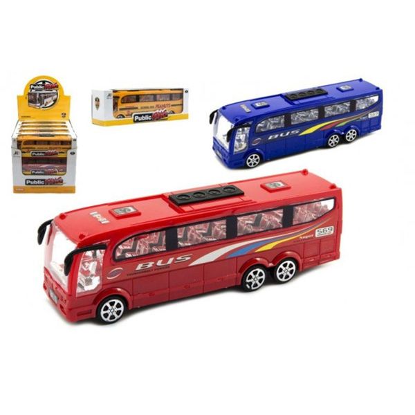 Bus Di Plastica 25Cm Su Volano 3 Colori In Scatola 26X8,5X7Cm 12Pz In Scatola-image