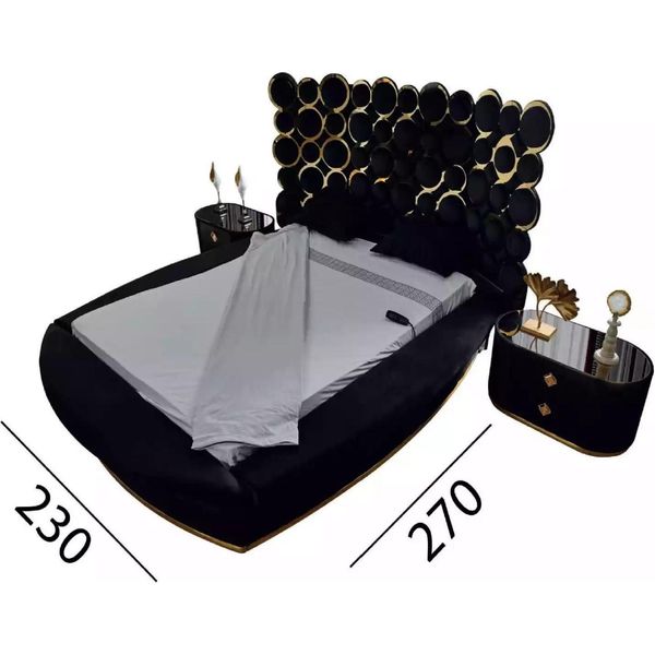 Letto Di Design Letti Tessili Camera Da Letto Letto Matrimoniale 200X200Cm Struttura Del Letto-image