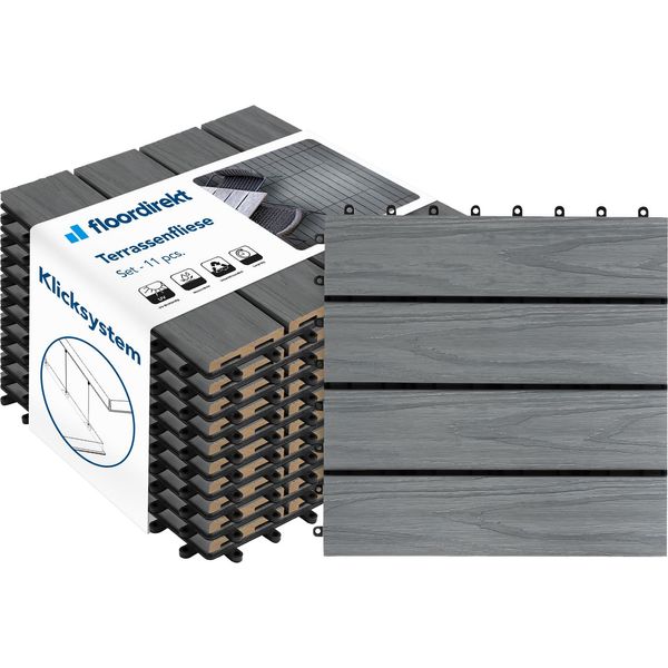 Piastrelle Wpc Piastrelle Per Terrazze Piastrelle Per Balconi Resistenti Alle Intemperie Classic Grey 30X30 Cm 11 Pezzi (1M²)-image