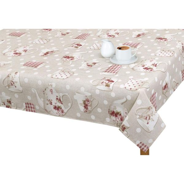 Tovaglia Ema - 120X140 Cm - Rosso,Beige-image
