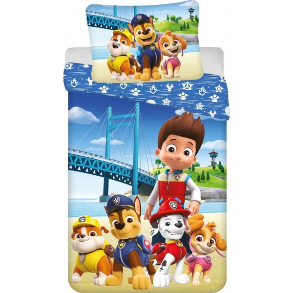 Biancheria Da Letto Reversibile Per Bambini Nickelodeon Paw Patrol Raider Chase Marshall Skye Rubble Dogs Adventure Bay 100% Cotone-image